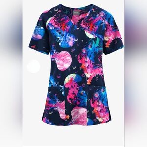 Butter-Soft Originals Serenity Voyage Women's 3-Pocket Printed Scrub Top